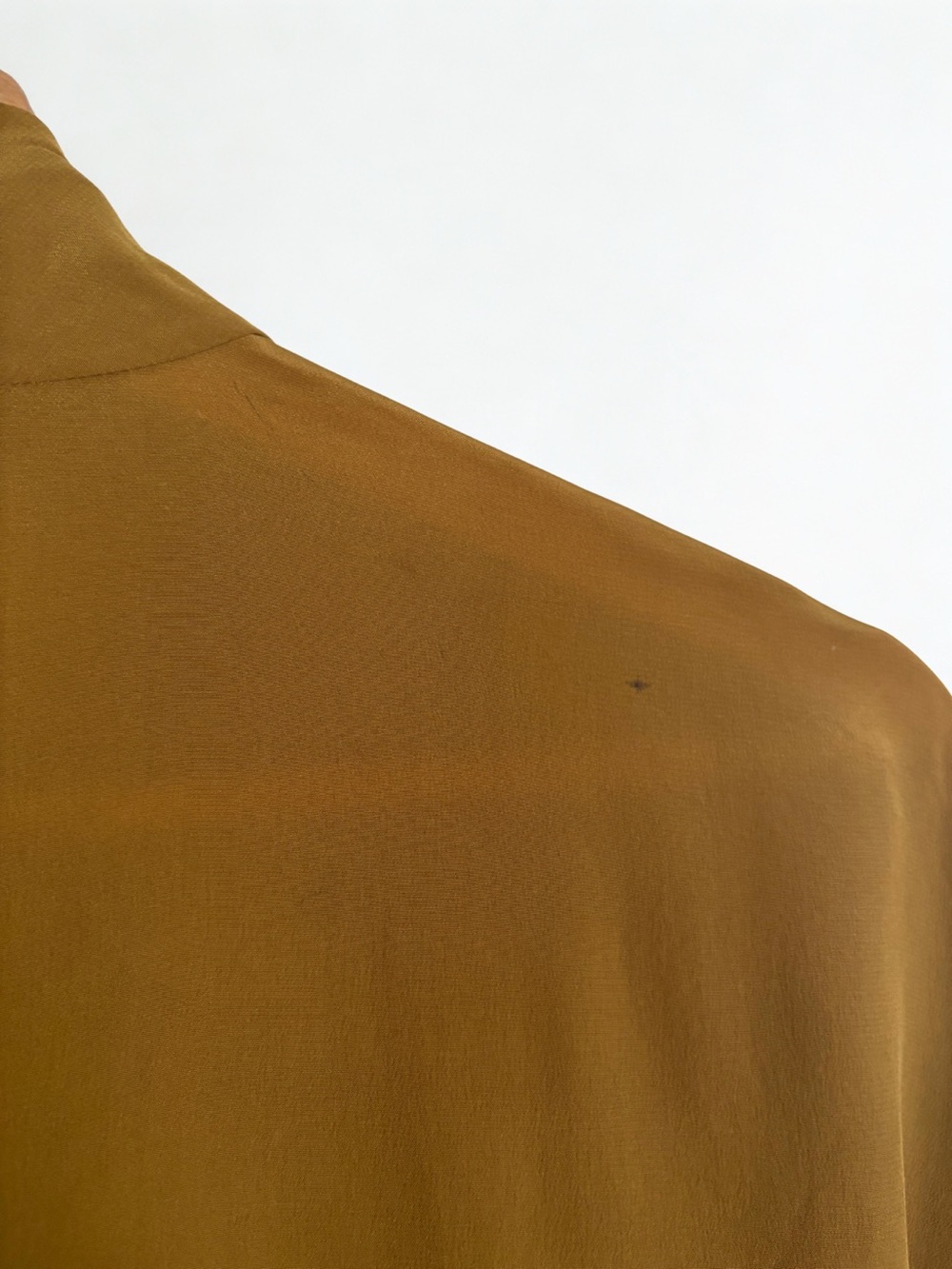 Vintage Linda Allard for Ellen Tracy 100% Silk Wrap Blouse - Mustard Gold Size 4 - Picture 5 of 8